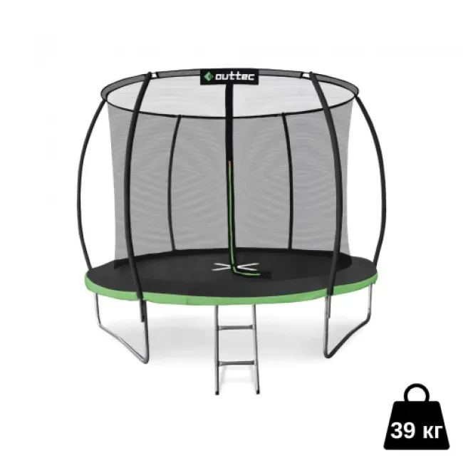 Батут Outtec Premium 8ft (252cm) черно-зеленый с внутренней сеткой