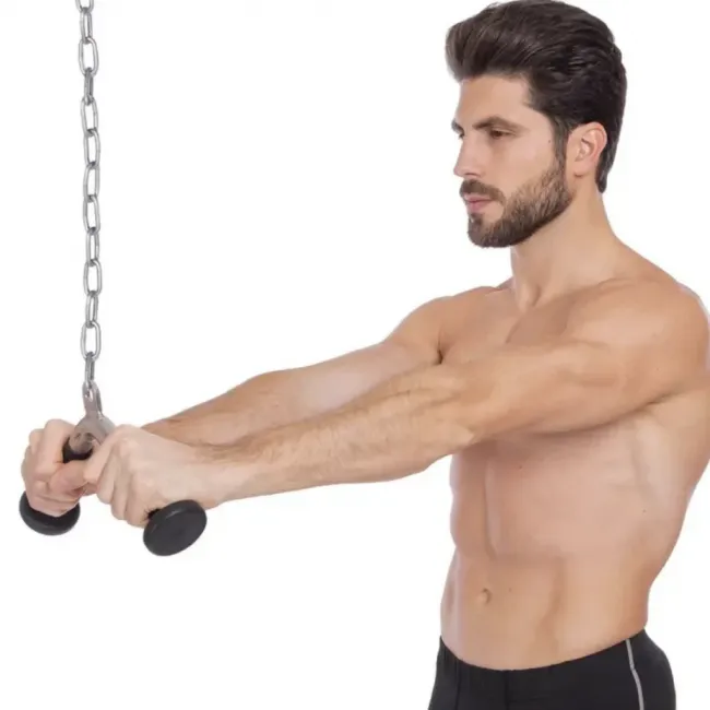 Ручка для тяги York Fitness V-подібна на трицепс з гумовими рукоятками, хром