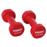 Гантели для фитнеса виниловые круглые York Fitness 2х2,5кг красный