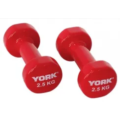 Гантели для фитнеса виниловые круглые York Fitness 2х2,5кг красный