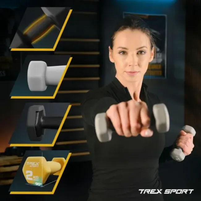 Набор гантелей для фитнеса 12кг (2 х 1 кг; 2 кг; 3 кг)  неопреновые TREX Sport TX-V120VS с подставкой