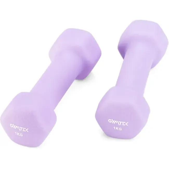 Гантелі для фітнесу неопренові Gymtek Hex 2х1кг лавандовий