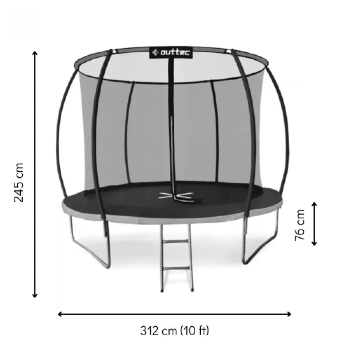 Батут Outtec Premium 10ft (312cm) чорно-сірий із внутрішньою сіткою