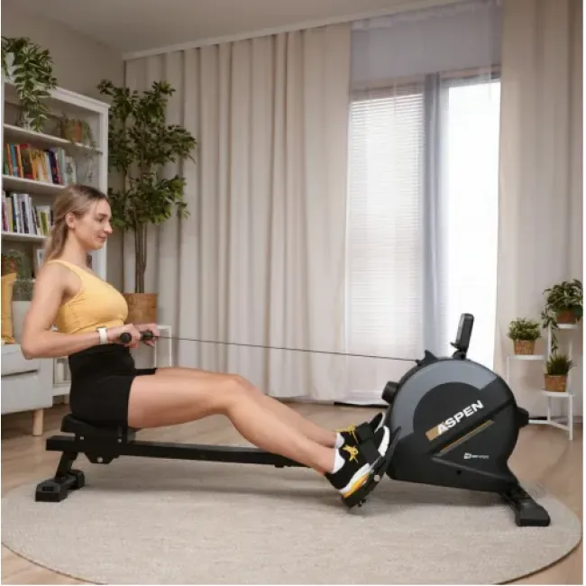 Гребной тренажер Hop-Sport HS-080R Aspen магнитный черно-золотистый