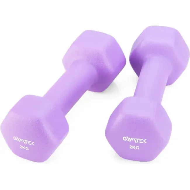 Гантелі для фітнесу неопренові Gymtek Hex 2х2кг бузковий