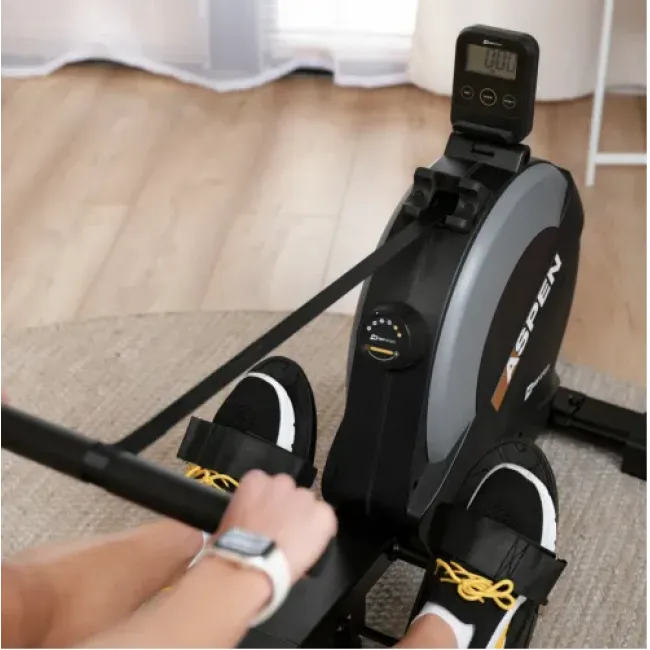 Гребной тренажер Hop-Sport HS-080R Aspen магнитный черно-золотистый