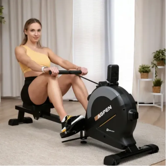 Гребной тренажер Hop-Sport HS-080R Aspen магнитный черно-золотистый