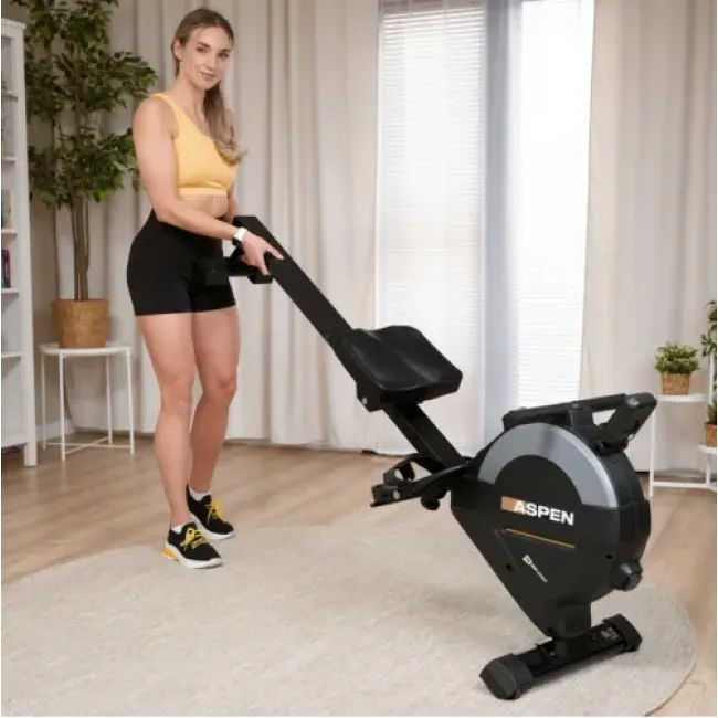 Гребной тренажер Hop-Sport HS-080R Aspen магнитный черно-золотистый