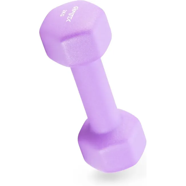 Гантелі для фітнесу неопренові Gymtek Hex 2х2кг бузковий