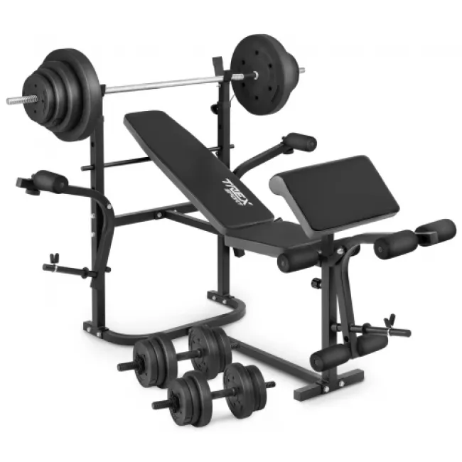 Набор Hop-Sport Premium 173 кг со скамьей TX-020, штангами и гантелями