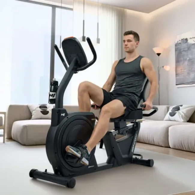 Горизонтальный велотренажер Hop-Sport HS-5000L Ranker черно-золотистый