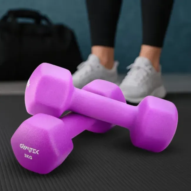 Гантелі для фітнесу неопренові Gymtek Hex 2х3кг фіолетовий