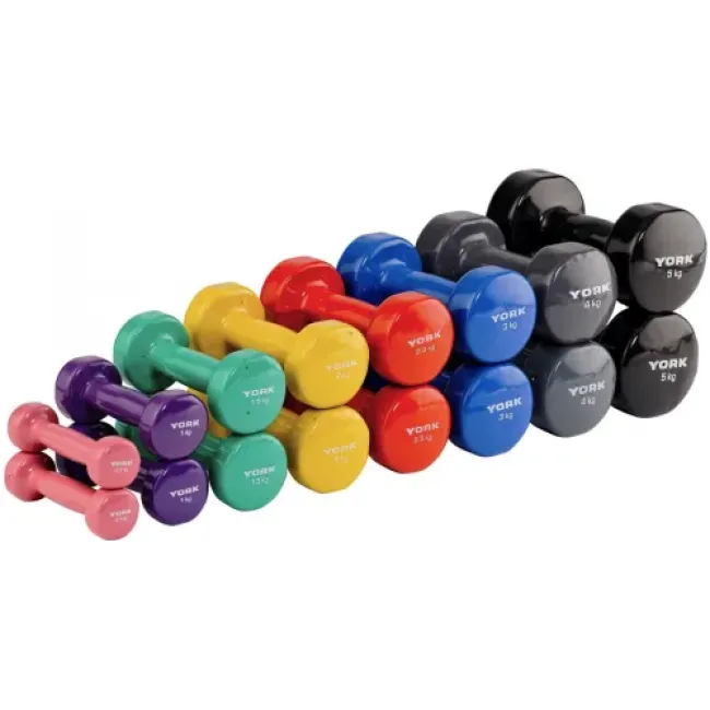 Гантели для фитнеса виниловые круглые York Fitness 2х4кг серый