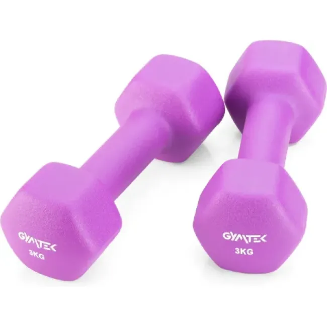 Гантелі для фітнесу неопренові Gymtek Hex 2х3кг фіолетовий