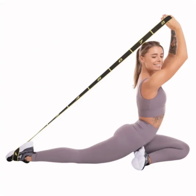 Резинка для фитнеса с петлями Queenfit 86,5 х 4см черно-желтая