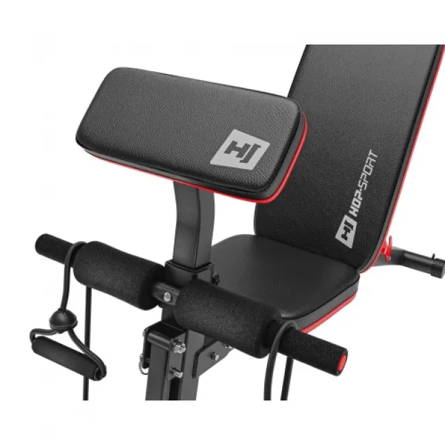 Набор Hop-Sport Strong 146 кг со скамьей HS-1035 и стойками 1005L