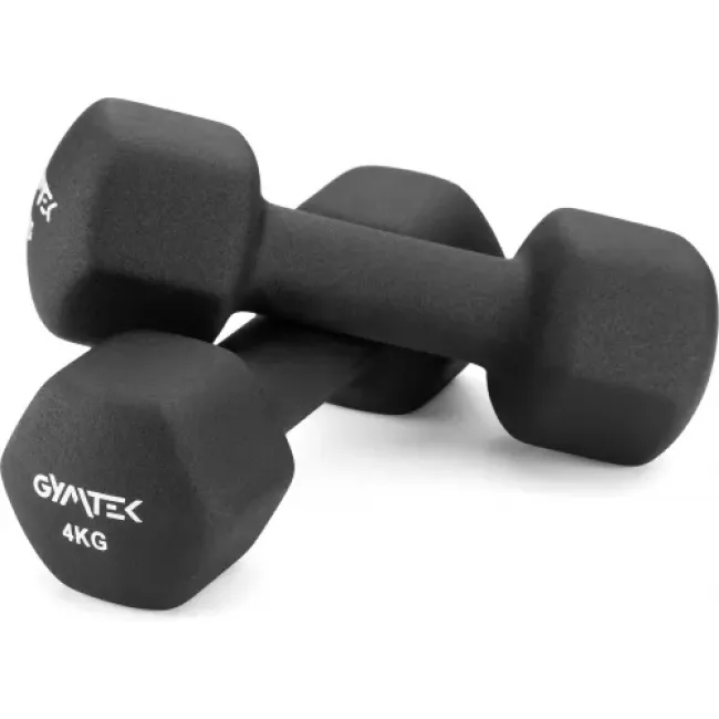 Гантелі для фітнесу неопренові Gymtek Hex 2х4кг чорний