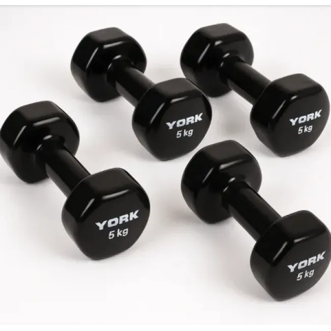 Гантелі для фітнесу вінілові круглі York Fitness 2х5кг чорний Гантелі для фітнесу вінілові круглі York Fitness 2х5кг чорний
