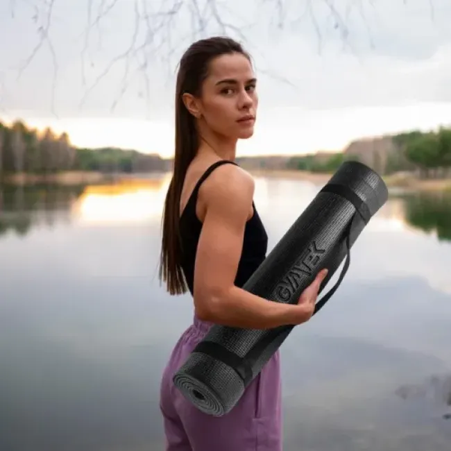 Килимок (мат) для фітнесу та йоги Gymtek 0,5см чорний