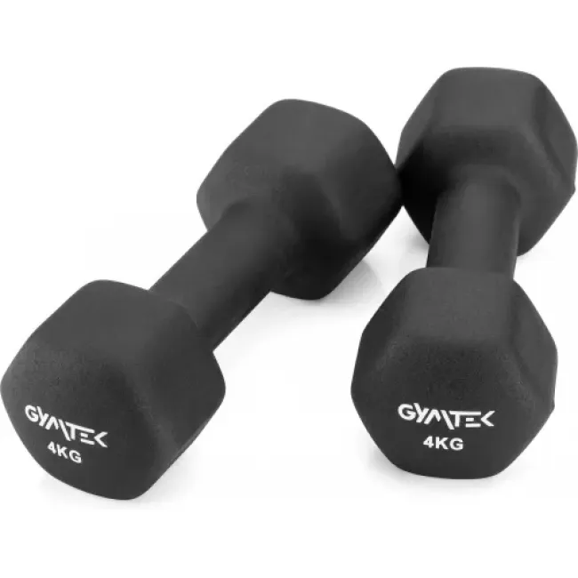 Гантелі для фітнесу неопренові Gymtek Hex 2х4кг чорний