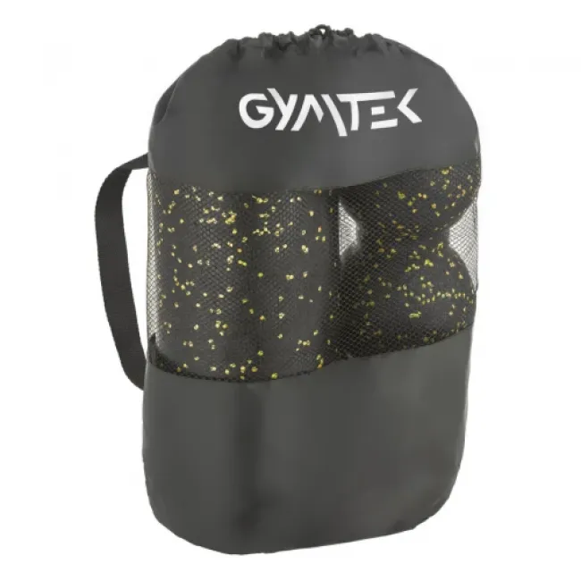 Масажний набір Gymtek (м'ячик 8 см, подвійний м'ячик 8 х 16 см та валик 29,5 х 15 см) ЕРР Чорно-жовтий