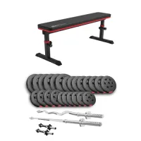 Набор Hop-Sport Premium 135 кг со скамьей HS-1025 Pro, штангами и гантелями