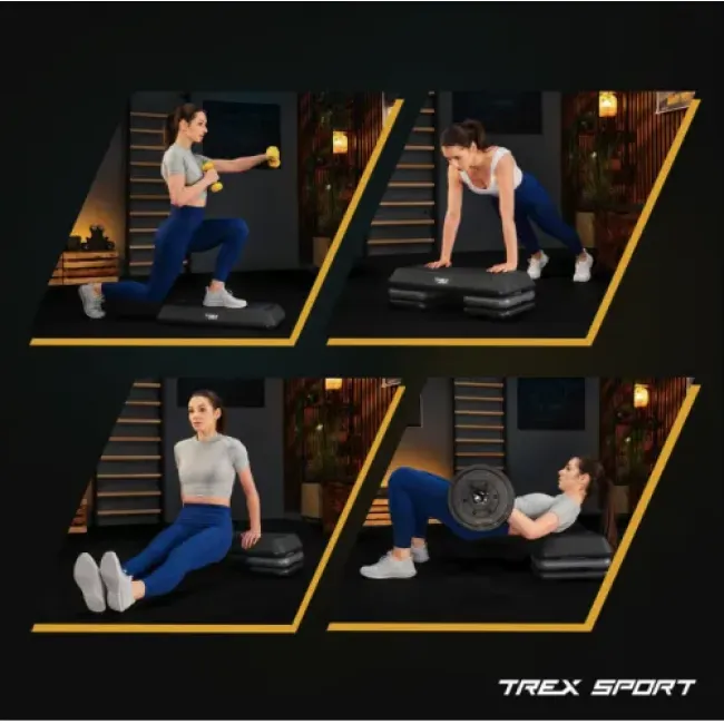 Степ платформа Trex Sport TX-038PAS до аеробіки 3-рівневий чорний
