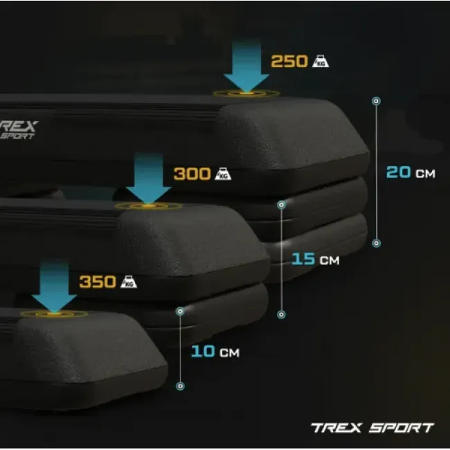 Степ платформа Trex Sport TX-038PAS до аеробіки 3-рівневий чорний