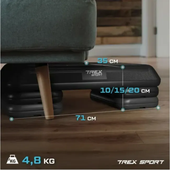 Степ платформа Trex Sport TX-038PAS до аеробіки 3-рівневий чорний