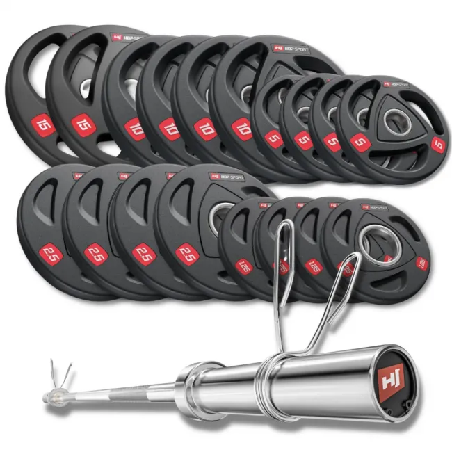 Набор олимпийский Hop-Sport PRO 120 кг с грифом 165см Набор олимпийский Hop-Sport PRO 120 кг с грифом 165см