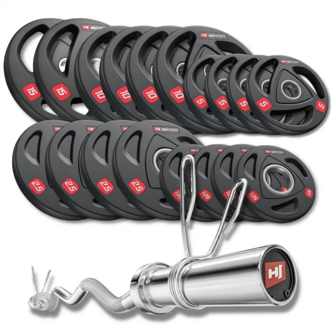Набор олимпийский Hop-Sport PRO 115 кг с W-образным грифом Набор олимпийский Hop-Sport PRO 115 кг с W-образным грифом