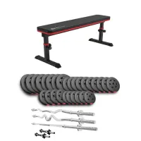 Набор Hop-Sport Premium 173 кг со скамьей HS-1025 Pro, штангами и гантелями