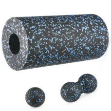 Массажный набор Gymtek (мячик 8 см, двойной мячик 8 х 16 см и валик 29,5 х 15 см) ЕРР черно-синий