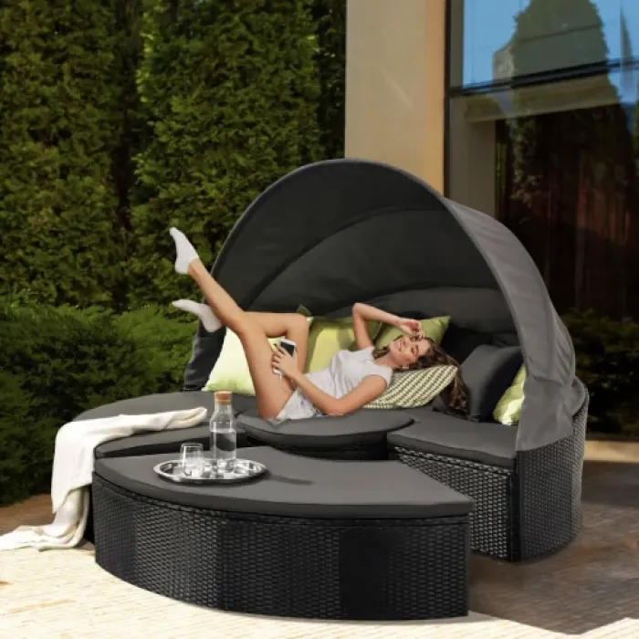 Cадовая мебель Outtec Round Lounge Chairs модульная черно-графитовая