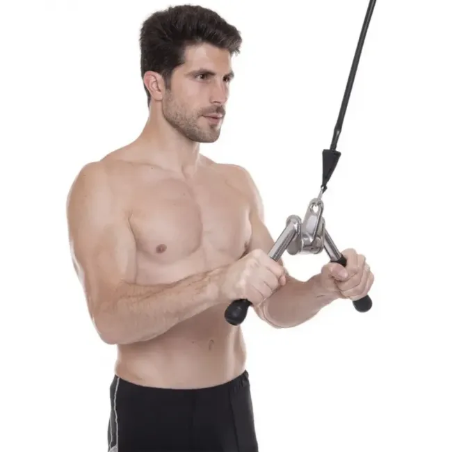 Ручка для верхньої тяги York Fitness V-подібна на трицепс з підвісом, що обертається, і гумовими рукоятками, хром