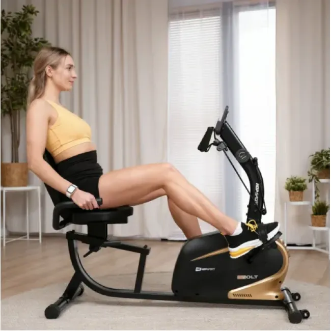 Горизонтальный велотренажер Hop-Sport HS-045L Volt магнитный золотистый