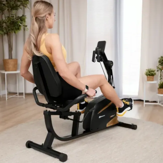 Горизонтальный велотренажер Hop-Sport HS-045L Volt магнитный золотистый