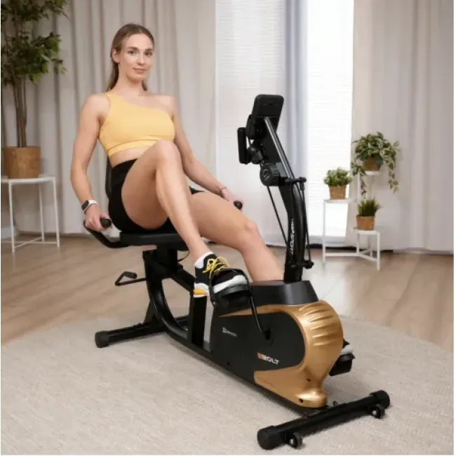 Горизонтальный велотренажер Hop-Sport HS-045L Volt магнитный золотистый