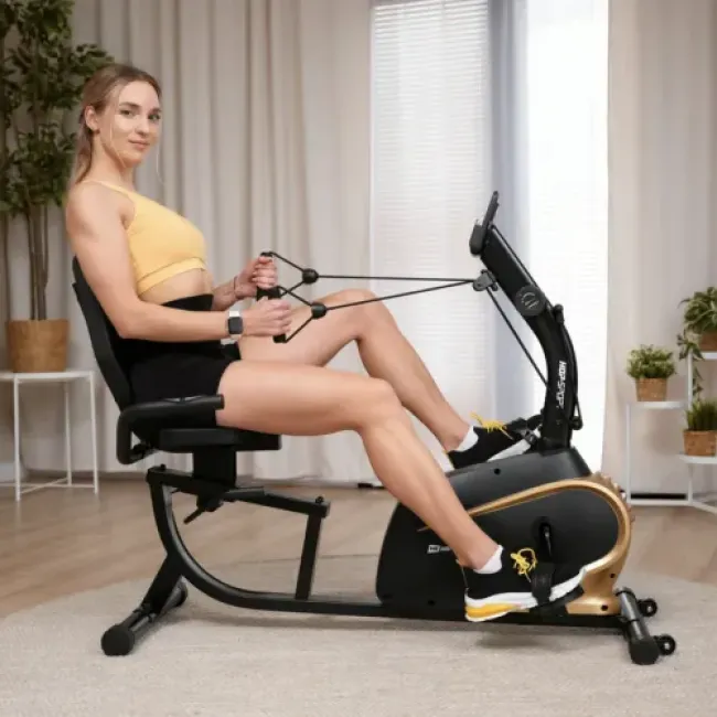 Горизонтальный велотренажер Hop-Sport HS-045L Volt магнитный золотистый