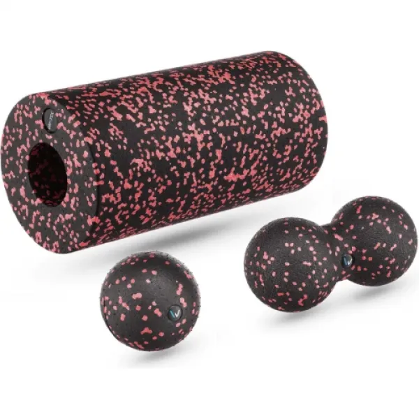 Массажный набор Gymtek (мячик 8 см, двойной мячик 8 х 16 см и валик 29,5 х 15 см) ЕРР черно-красный