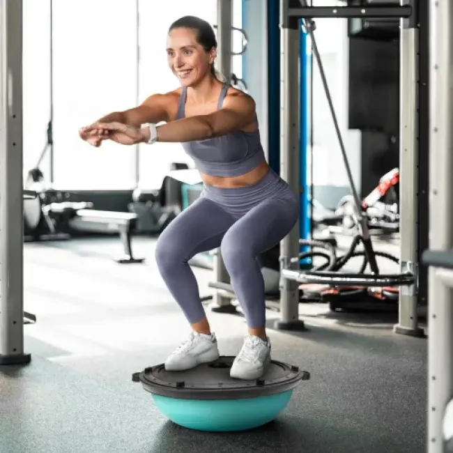 Балансировочная полусфера Gymtek Flex Core Half Ball 58см с эспандерами + голубой насос