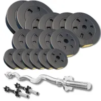 Набор со штангой и гантелями Besport PowerPro 66кг с w-образным грифом 120см.