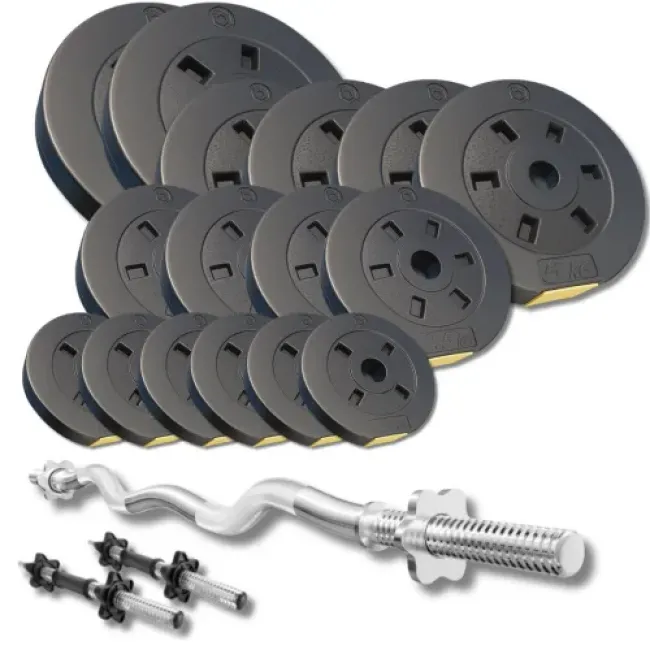 Набор со штангой и гантелями Besport PowerPro 66кг с w-образным грифом 120см.