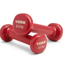 Гантели для фитнеса виниловые круглые York Fitness 2х0,5кг розовый