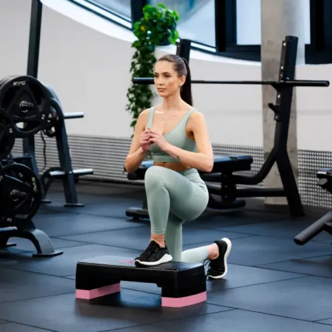 Степ-платформа Gymtek 3-х уровневая черно-розовая