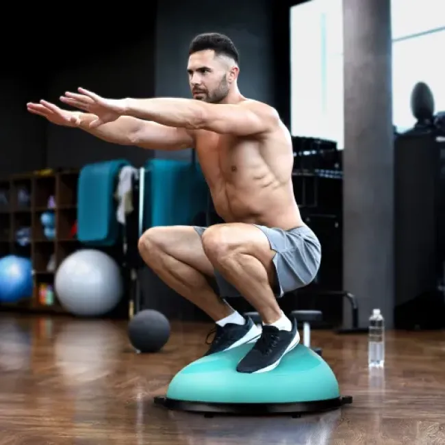 Балансировочная полусфера Gymtek Flex Core Half Ball 58см с эспандерами + голубой насос