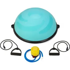 Балансировочная полусфера Gymtek Flex Core Half Ball 58см с эспандерами + голубой насос
