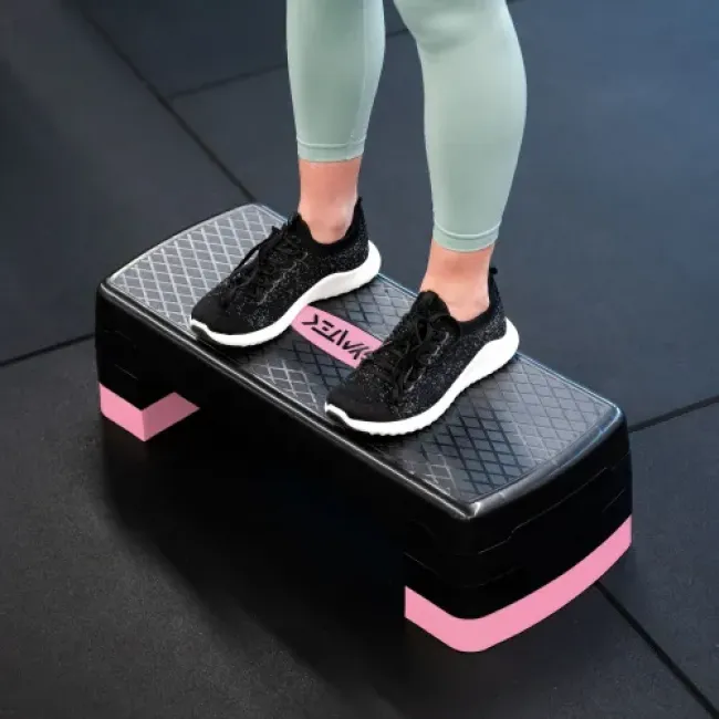 Степ-платформа Gymtek 3-х уровневая черно-розовая