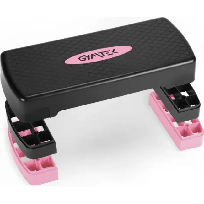 Степ-платформа Gymtek 3-х уровневая черно-розовая