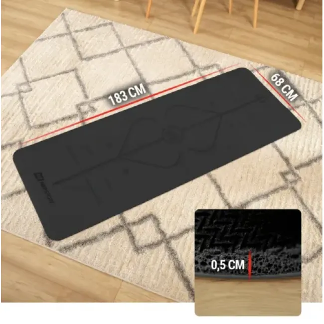 Йога-мат Hop-Sport PU 0,5см 183 x 68см HS-P005GM чорний